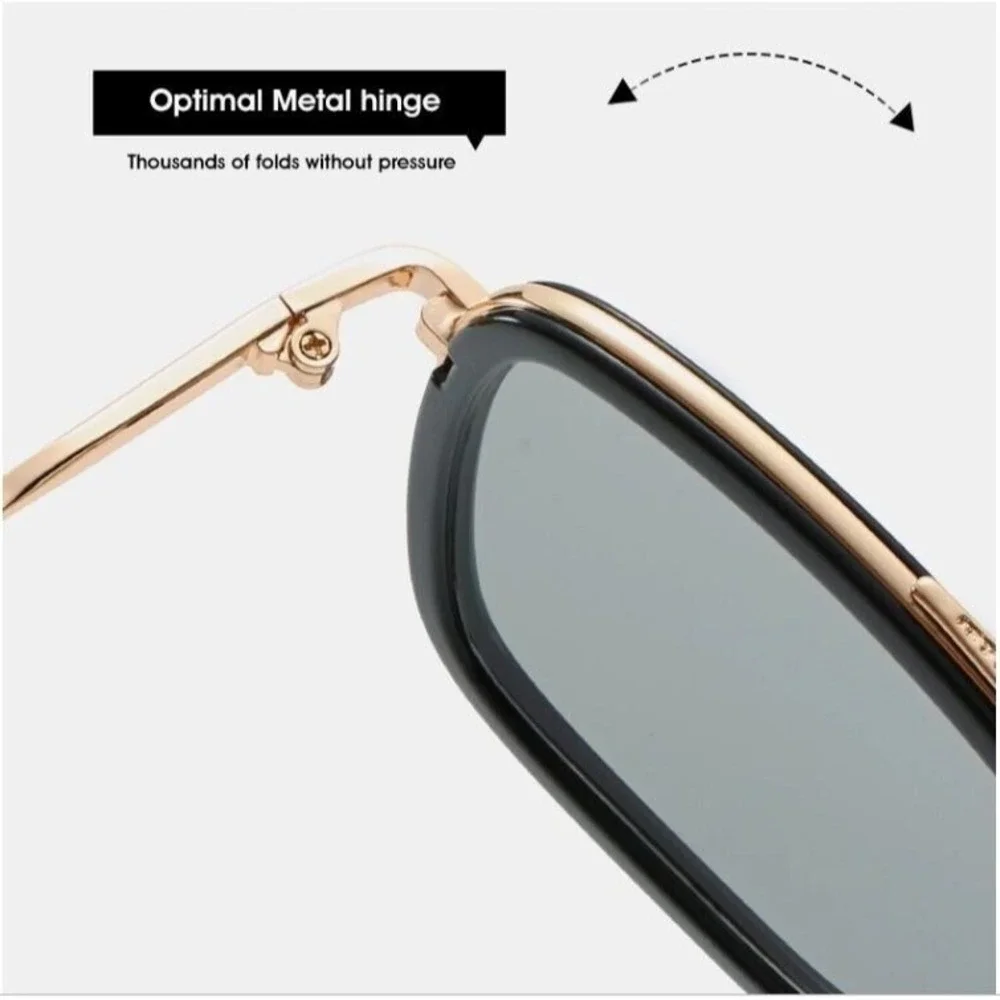 Square Sunglasses Metal Frame Comfortable Nose Pads for Men UV400 Lentes‎ Gafas